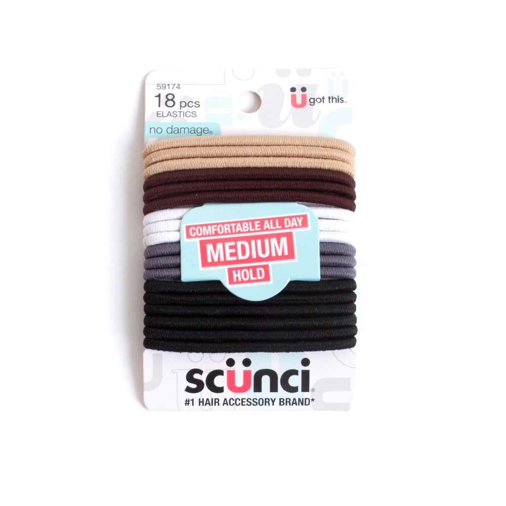 Hair Care, Health & Beauty, Scunci, No Damage, Hair Ties, Neutrals, 18 piece, 590369
